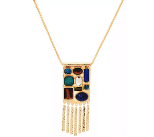 C. Wonder 30" Wheat Chain Multi-Stone Station Necklace