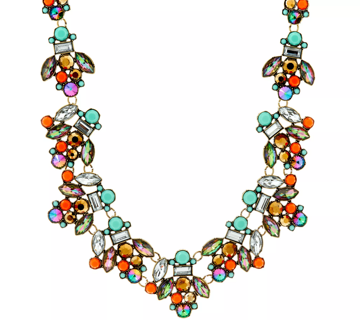 LOGO Links by Lori Goldstein Mixed Stone Statement Antiqued Goldtone Necklace