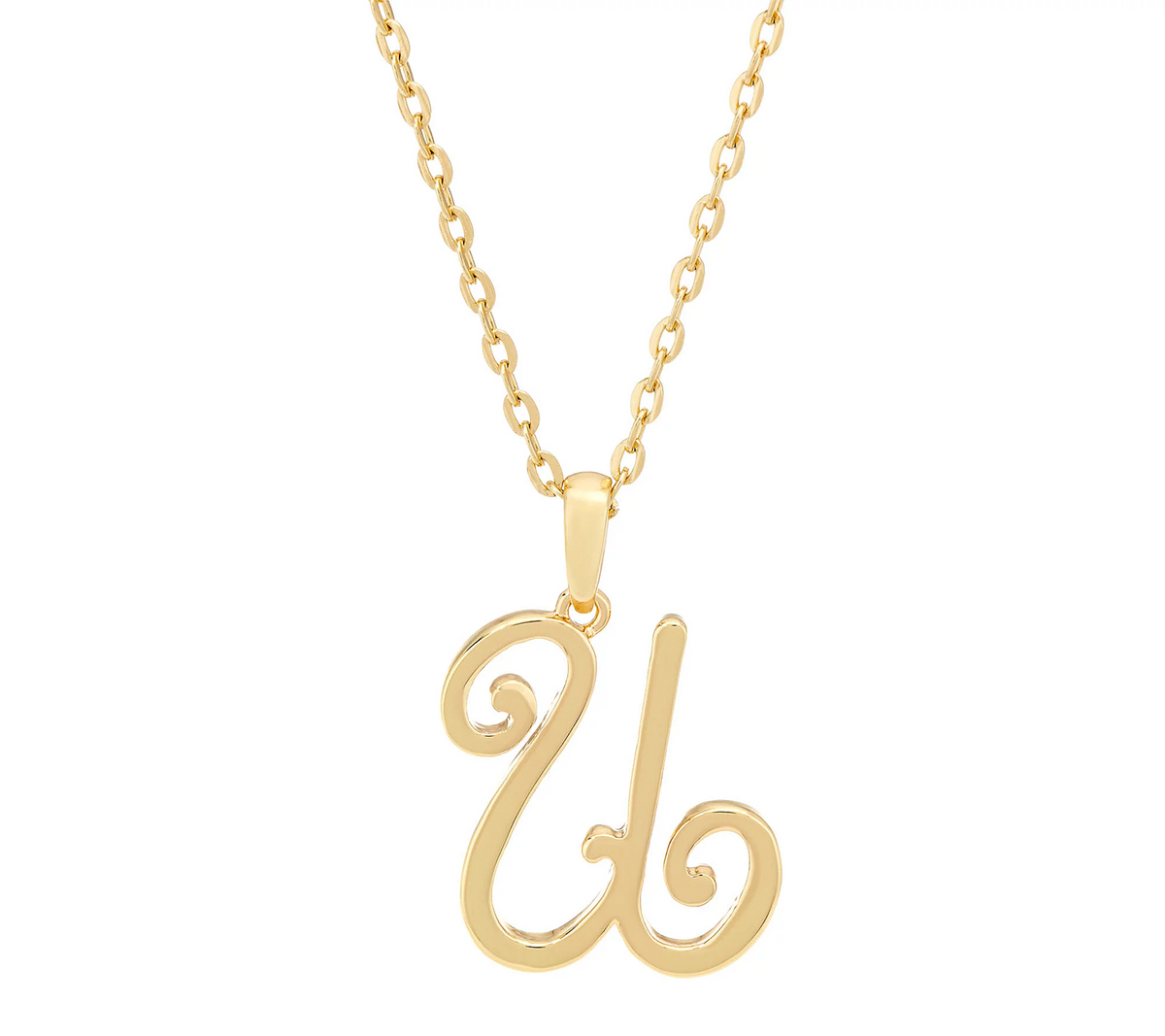 C. Wonder 32" Script Goldtone Initial "U" Pendant Necklace