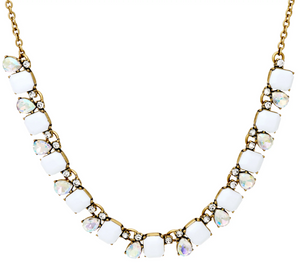 LOGO Links by Lori Goldstein Crystal Collar Antiqued Goldtone Necklace