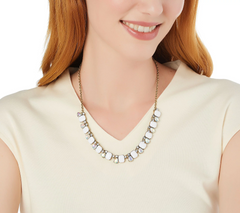 LOGO Links by Lori Goldstein Crystal Collar Antiqued Goldtone Necklace