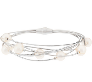 Honora Cultured Pearl Multi-Strand Sterling Silver Bracelet 6-3/4"