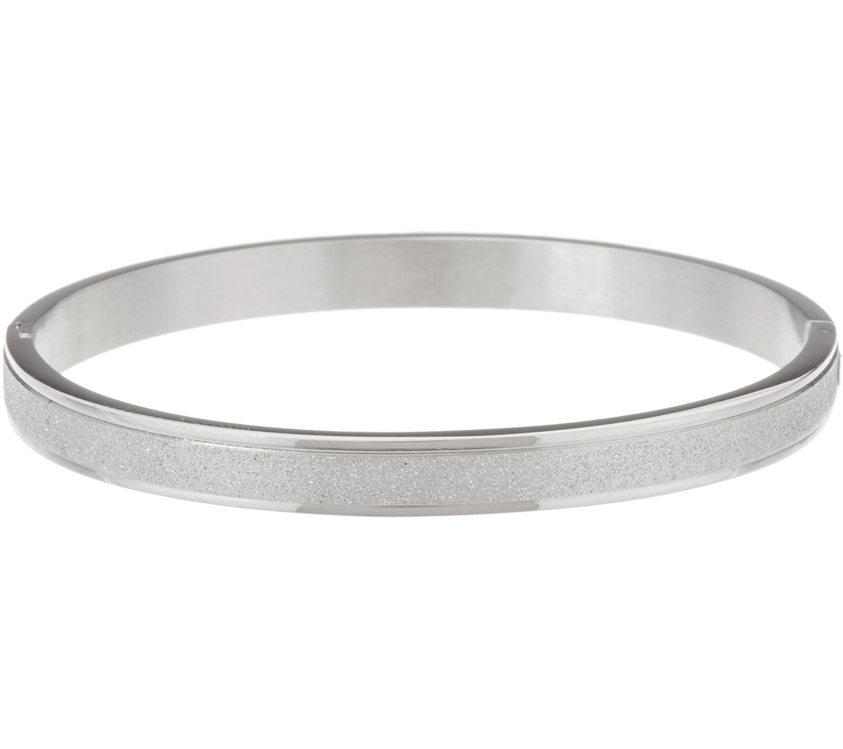 Stainless Steel Glitter Texture Bangle Bracelet, 8"