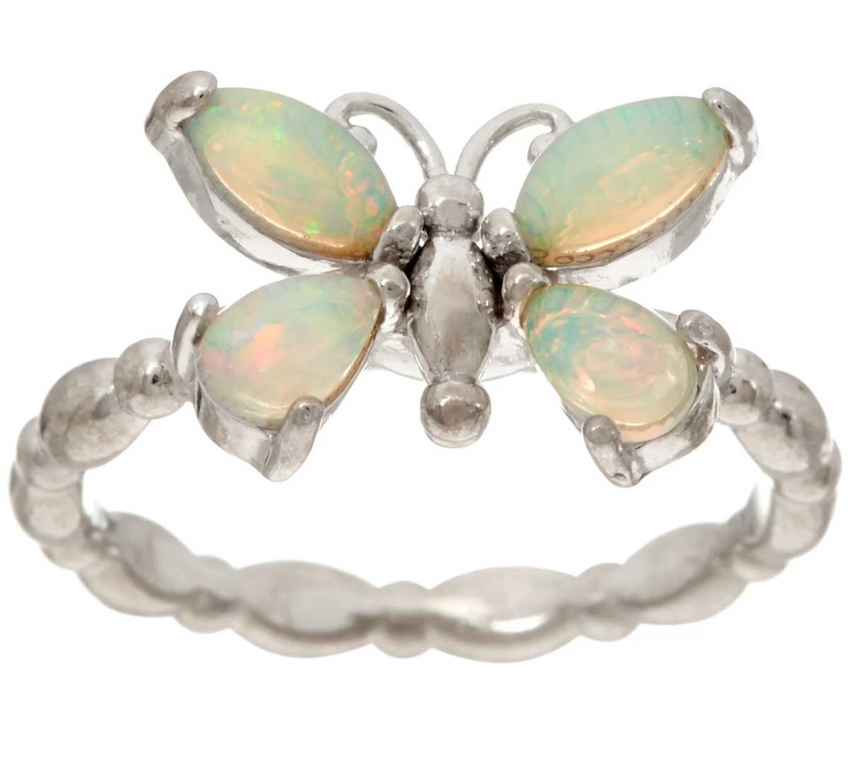 Sleeping Beauty Sterling Silver Ethiopian Opal Butterfly Sterling Ring Size 7