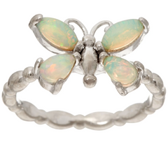 Sleeping Beauty Sterling Silver Ethiopian Opal Butterfly Sterling Ring Size 7