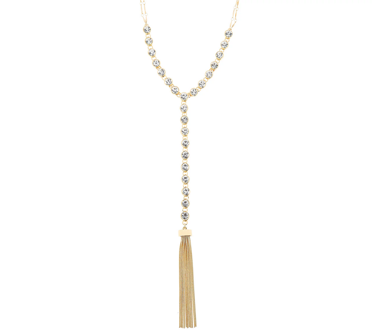 Susan Graver Reversible Gold Tone Y Necklace with Tassel