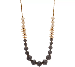 31 Bits Grey/Cream Color Beaded Cobblestone Necklace
