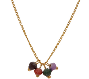 31 Bits Ryn Multi Color Beaded Pendant w/ 18" Goldtone Chain
