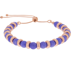 Rose Bronze Adjustable Purple Agate Gemstone Bracelet by Bronzo Italia