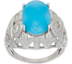 Oval Jade Sterling Silver Ring,Size 5