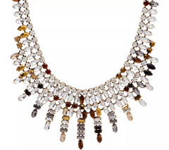 LOGO Links Antiqued Goldtone  Lavish Northern Lights Bib Necklace