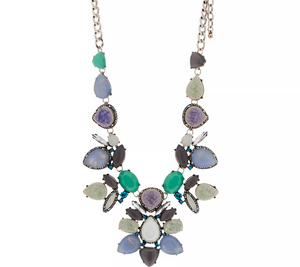 LOGO Links by Lori Goldstein Jordan Antiqued Silvertone Bib Necklace