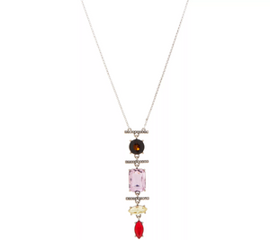 LOGO Links by Lori Goldstein Legacy Geo Stacked Antique Silvertone Necklace
