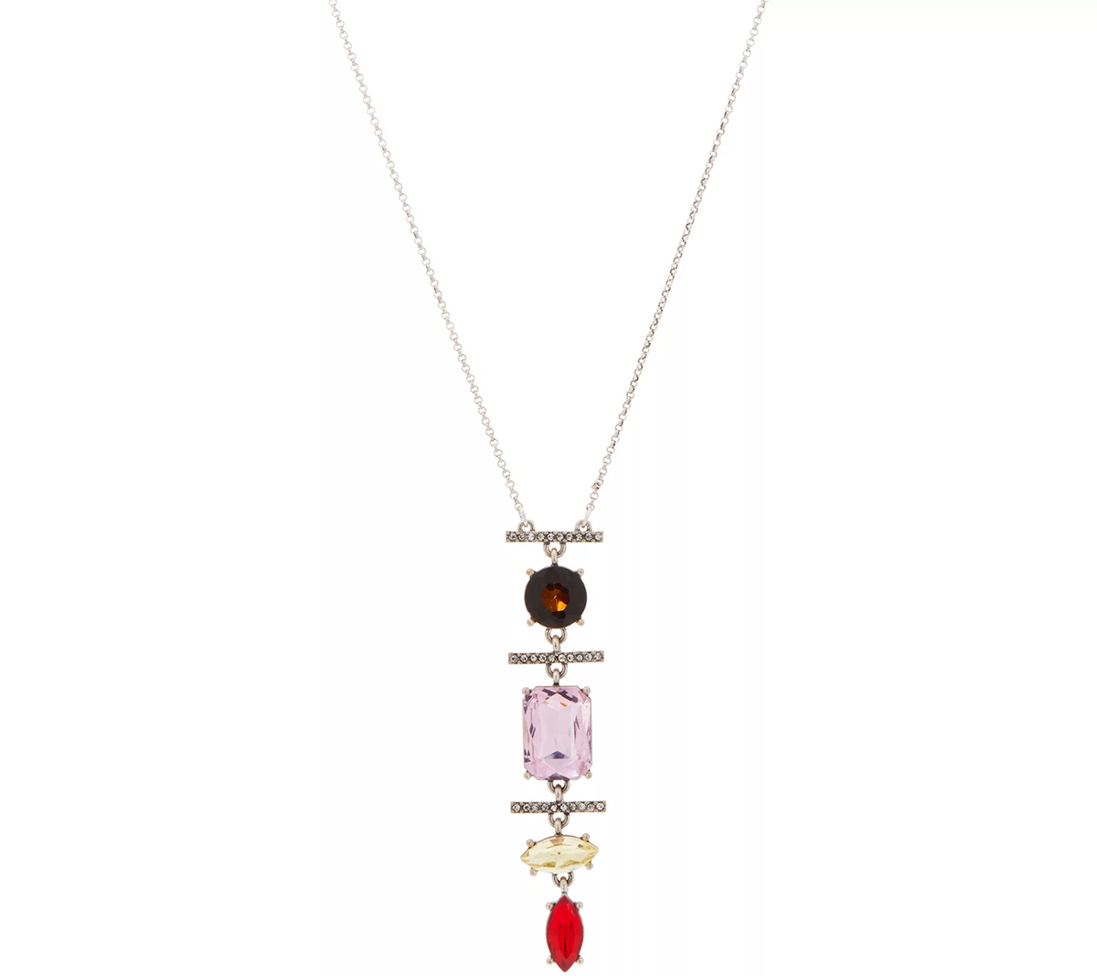 LOGO Links by Lori Goldstein Legacy Geo Stacked Antique Silvertone Necklace