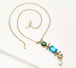 LOGO Links by Lori Goldstein Legacy Geo Stacked Antique Goldtone Necklace