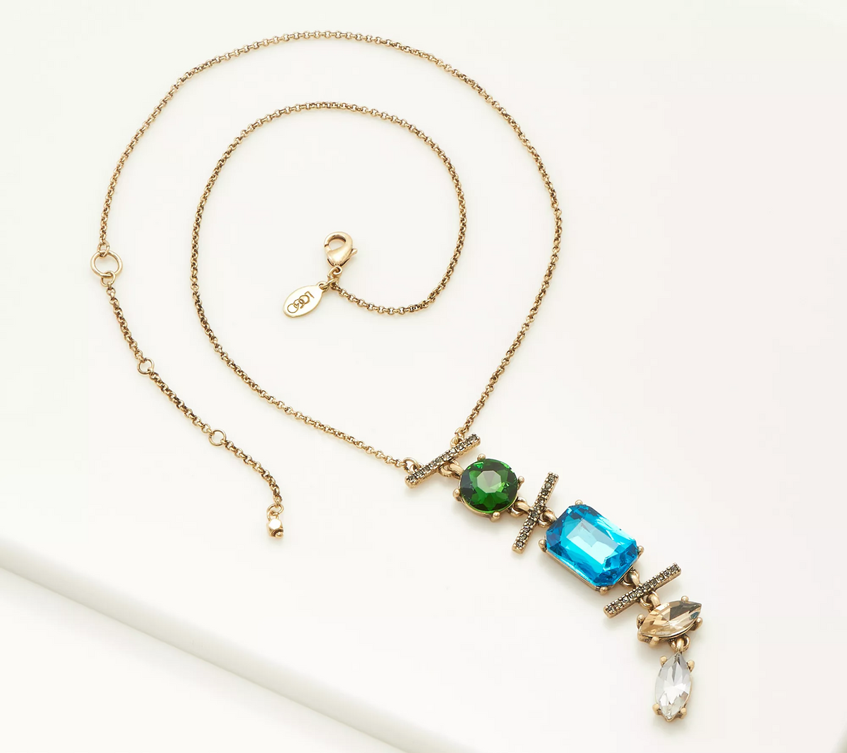 LOGO Links by Lori Goldstein Legacy Geo Stacked Antique Goldtone Necklace