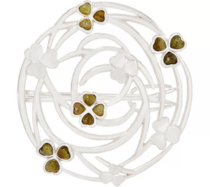 Connemara Marble Sterling Silver Shamrock Sweater Pin