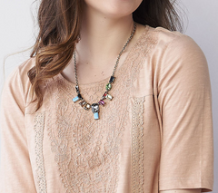 LOGO Links by Lori Goldstein Modern Mosaic Antique Goldtone Necklace