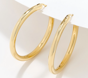 Silver Style Comfort Closure 1-1/2"  Gold-Over Sterling Silver Hoop Earrings