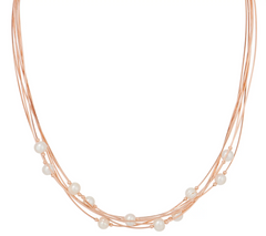 Honora Cultured Pearl Multi-strand Rosegold Clad Sterling Silver Necklace