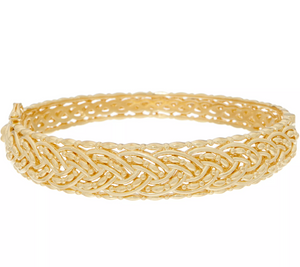 Gold Clad Sterling Silver Braided Hinged Bangle by Silver Style Large