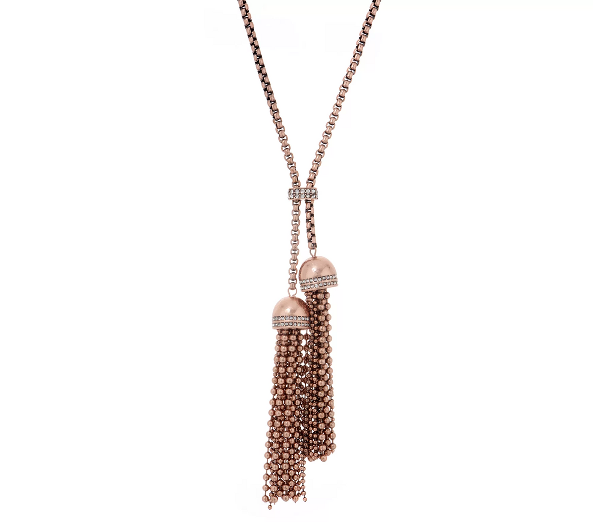 Joan Rivers Sliding Chain 31" Rose Tone Necklace with Double Tassel