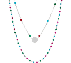 Italian Silver Circle Motif Multi Gemstones Necklace Set