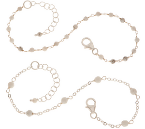 Italian Silver Set of 2 White Smoke Gemstone Bracelets