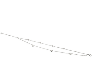 Steel by Design Bitty Heart Motif Double Row Ankle Bracelet Adjustable