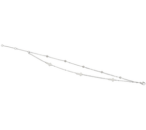 Steel by Design Bitty Cross Motif Double Row Adjustable Ankle Bracelet