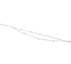 Steel by Design Bitty Star Motif Double Row Ankle Bracelet Adjustable