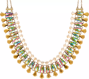LOGO Links by Lori Goldstein Peacock Plumes Antique Goldtone Necklace