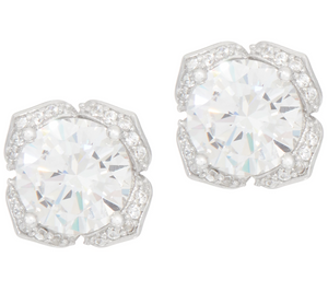 Diamonique Platinum Clad Tulip Setting Stud Earrings