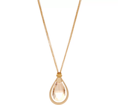 Susan Graver 34" Crystal Teardrop Multi-Strand Gold Tone Necklace