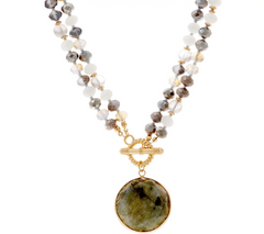 Susan Graver Goldtone Labradorite Drop Convertible Necklace