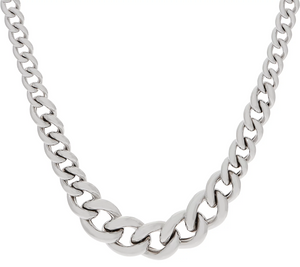 Bronzo Italia Graduated Curb Link Bronze 18" Silver Tone Necklace