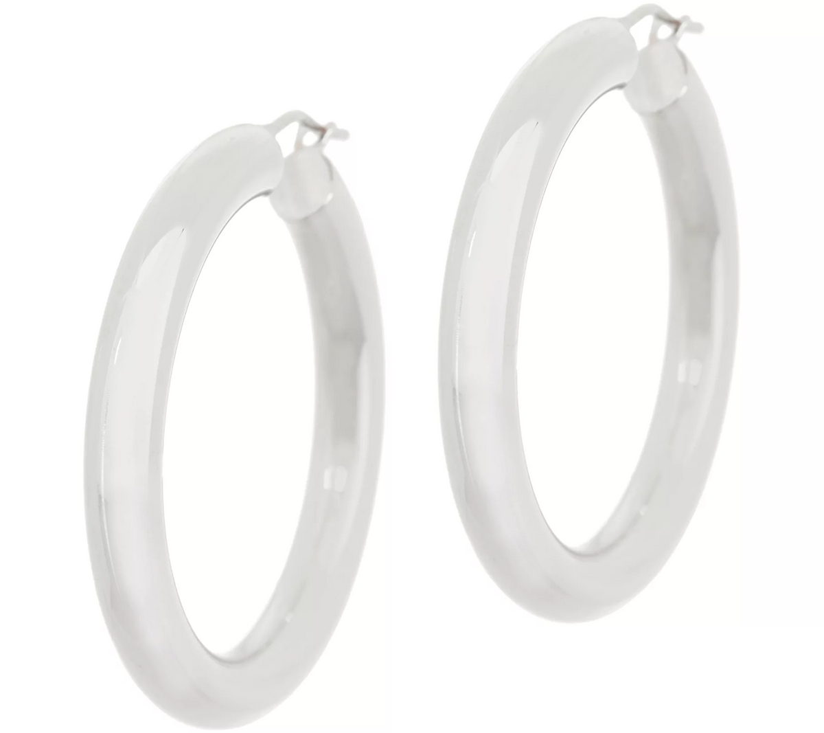 Bronzo Italia Polished 1-1/2" Hoop Silver Polished Bronze Earrings