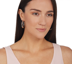 Bronzo Italia Polished 1-1/2" Hoop Silver Polished Bronze Earrings