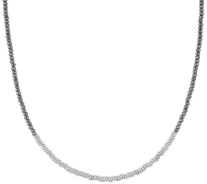 Bronzo Italia Faceted Hematite & Bronze Gray/White Necklace