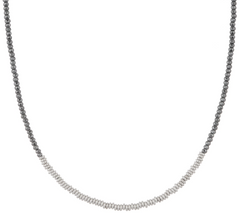 Bronzo Italia Faceted Hematite & Bronze Gray/White Necklace