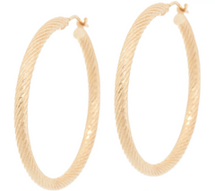 Bronzo Italia Diamond Cut 1-1/2" Round Hoop Gold Tone Earrings Bronze