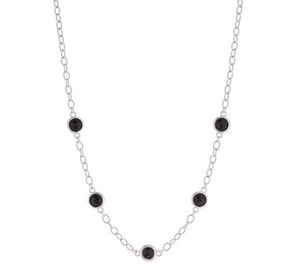 Bronzo Italia White-Black Onyx Station Necklace 18"