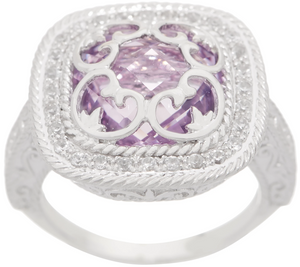 DeLatori Sterling Silver Rose de France Cushion Cut Ring, Size 5
