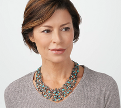 LOGO Links Antiqued Goldtone Lavish Legacy Pebble Bib Necklace