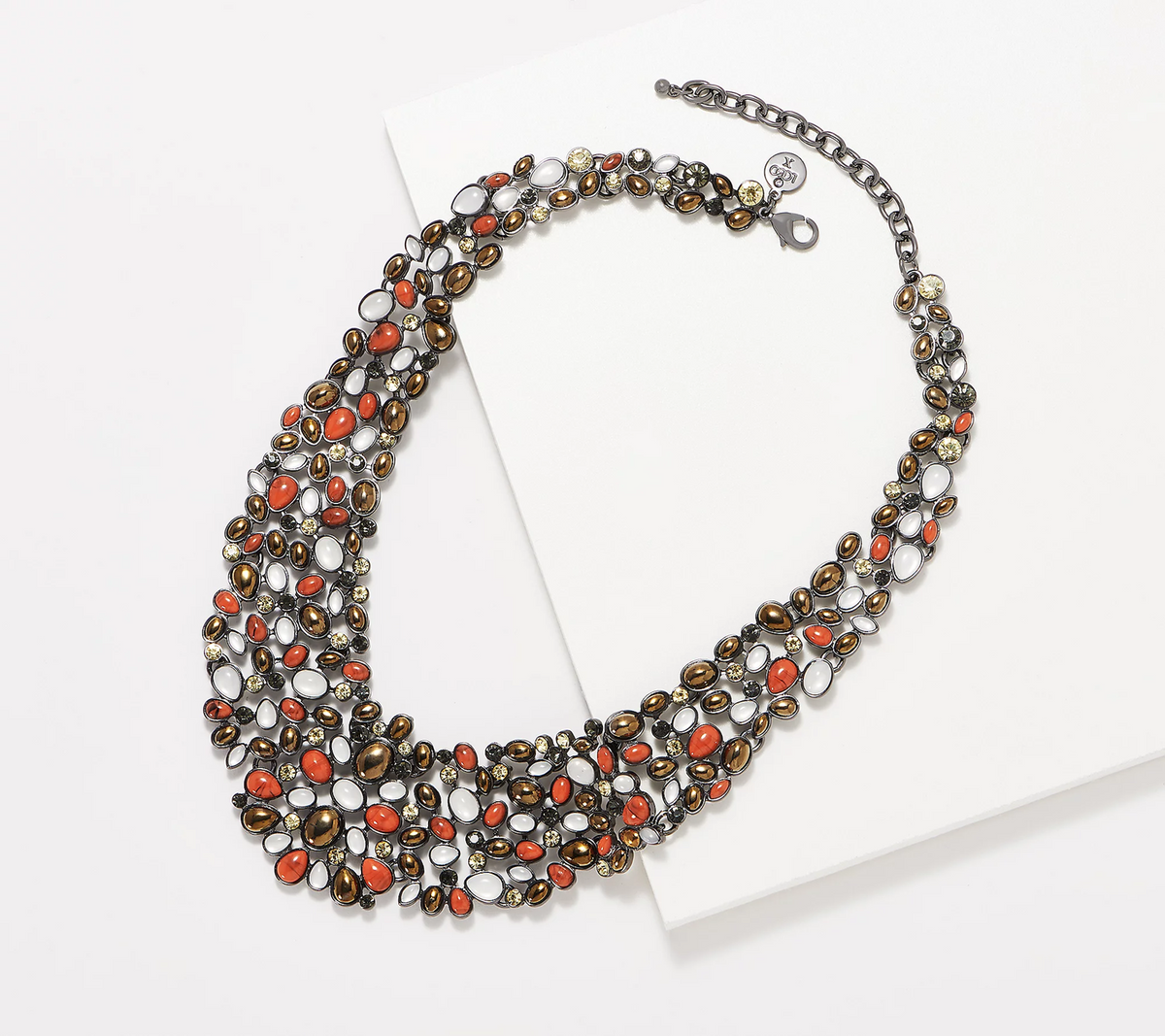 LOGO Links Antiqued Gunmetal Lavish Legacy Pebble Bib Necklace