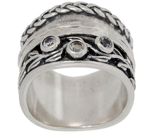 Or Paz Sterling Silver White Topaz Spinner Ring Size 9