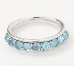 Affinity Gems Cabochon Blue Topaz Gemstone Sterling Silver Band Ring, Size 6