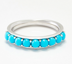 Affinity Gems Turquoise Cabochon Sterling Silver Gemstone Band Ring Size 10