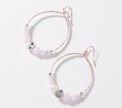 Susan Graver Front Facing Faceted Rose Tone Hoop Earrings