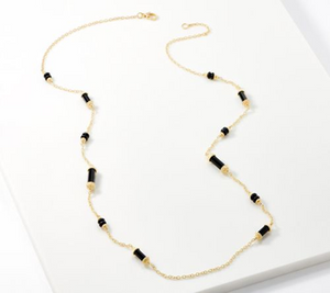 JUDITH Verona 14K Gold Clad Black Onyx Gemstone Necklace